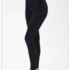 Faux Suede Stretch Moto Leggings